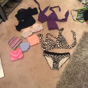 Assorted swimsuits, 4 bottoms, 3 tops 4 full sets